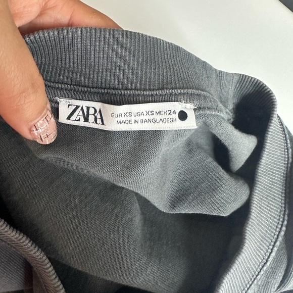 Zara Women’s Crew Neck Short Sleeve Tee Gray Wash Sz XS - Picture 3 of 10